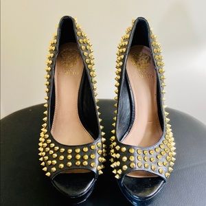 Vince Camuto Black Stilettos with Gold Spikes